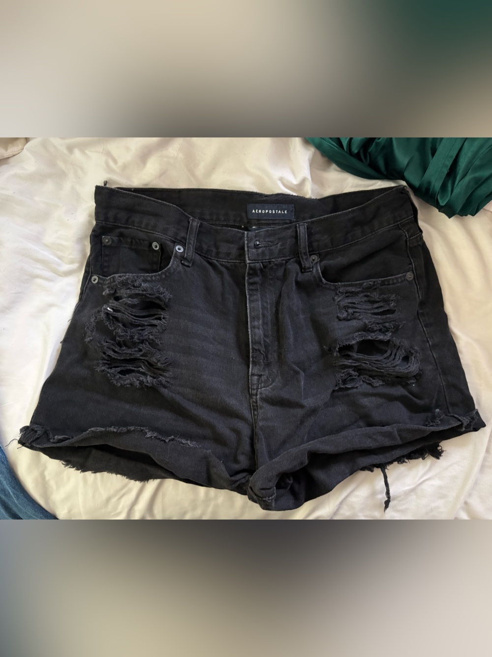 Aeropostale Black Washed Denim Shorts